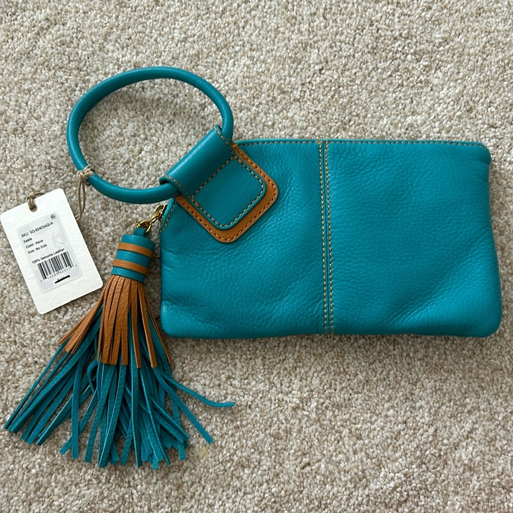 HOBO aqua leather clutch